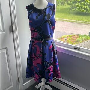 Just...Taylor Blue and Pink Fit and Flare Mini Dress